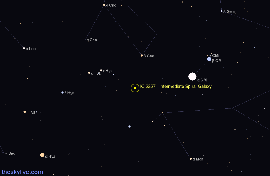 Finder chart IC 2327 - Intermediate Spiral Galaxy in Hydra star