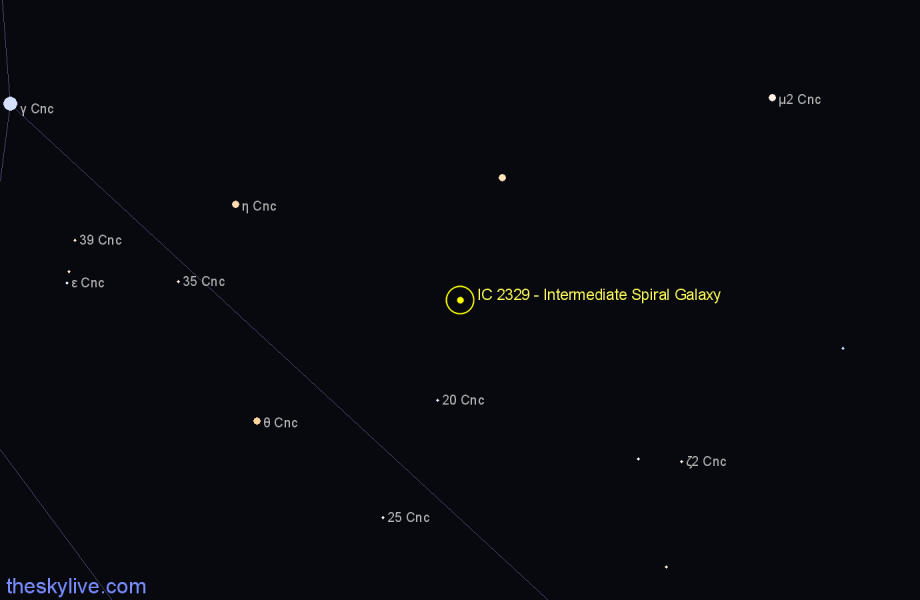 Finder chart IC 2329 - Intermediate Spiral Galaxy in Cancer star