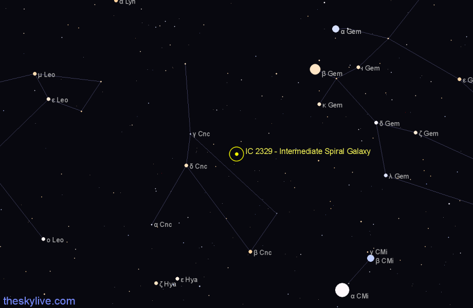 Finder chart IC 2329 - Intermediate Spiral Galaxy in Cancer star