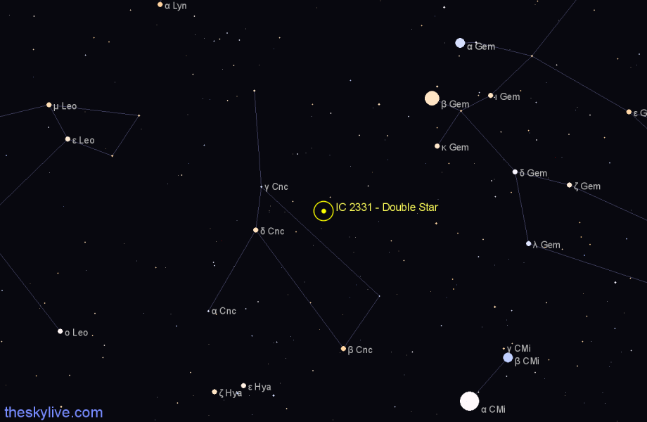 Finder chart IC 2331 - Double Star in Cancer star