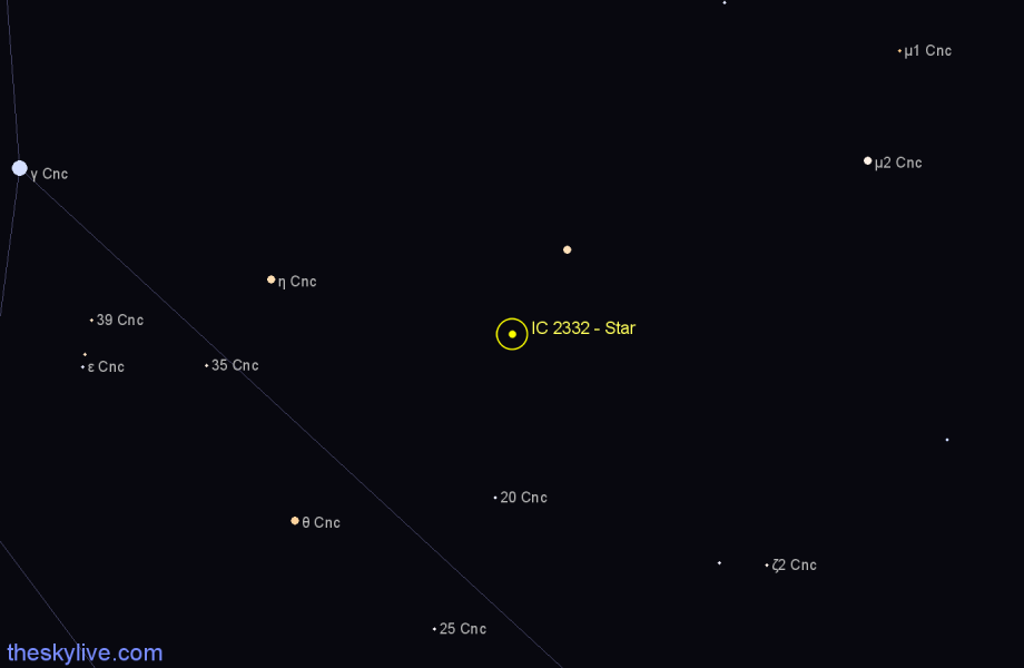 Finder chart IC 2332 - Star in Cancer star