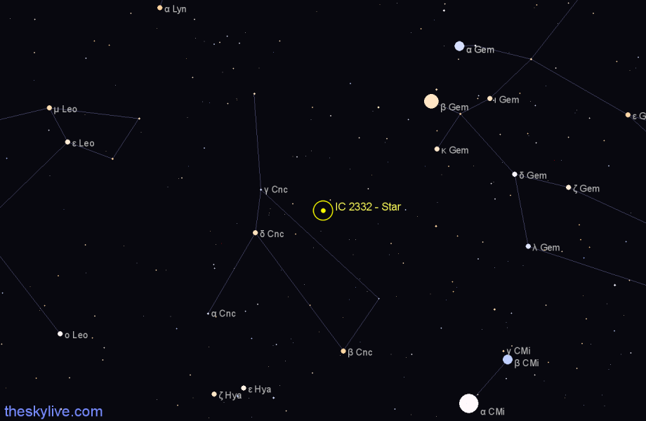 Finder chart IC 2332 - Star in Cancer star