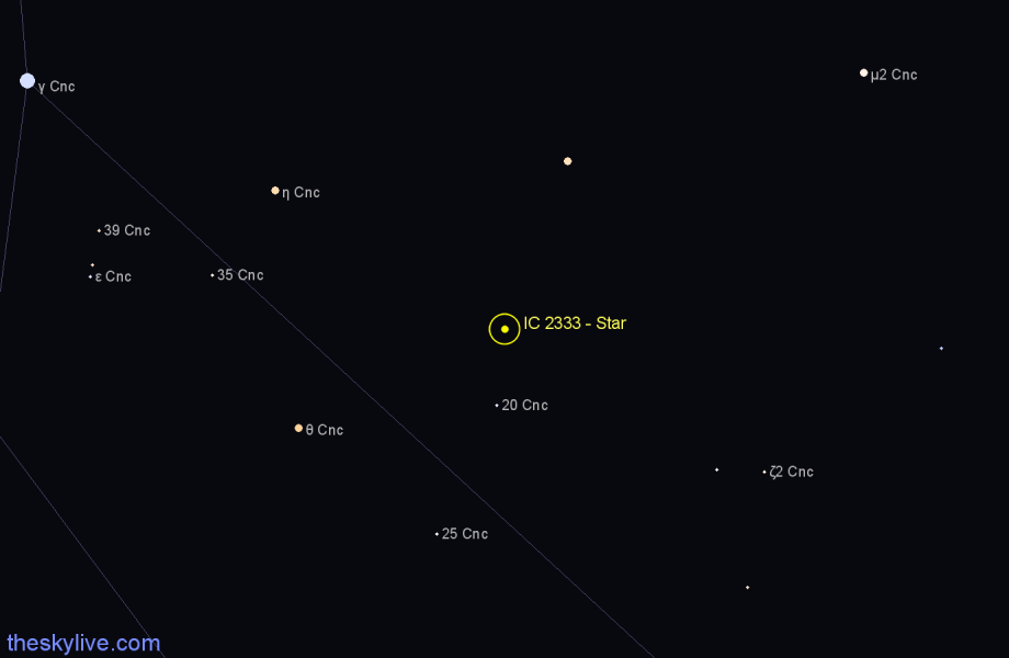 Finder chart IC 2333 - Star in Cancer star