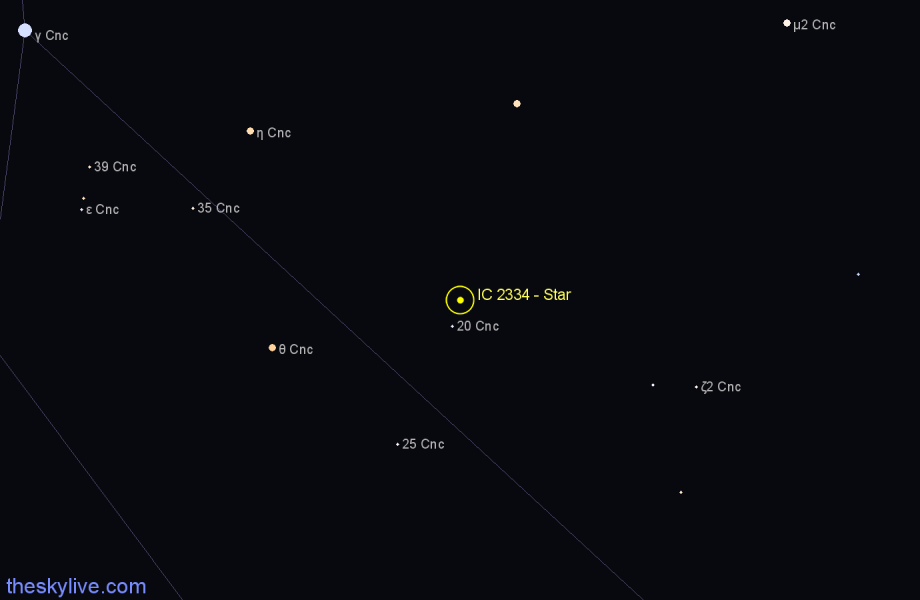 Finder chart IC 2334 - Star in Cancer star