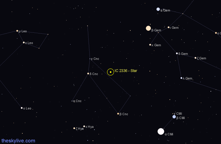 Finder chart IC 2336 - Star in Cancer star