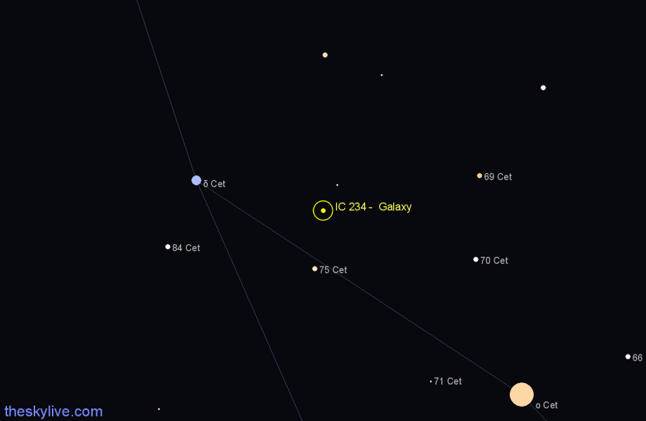 Finder chart IC 234 - Galaxy in Cetus star