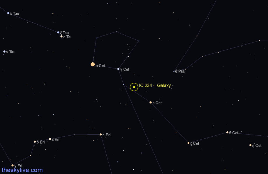 Finder chart IC 234 - Galaxy in Cetus star