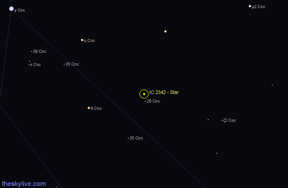 Finder chart IC 2342 - Star in Cancer star