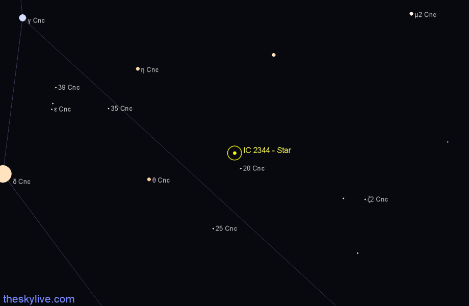 Finder chart IC 2344 - Star in Cancer star