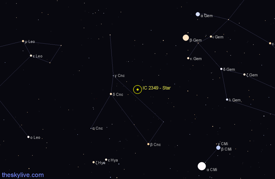 Finder chart IC 2349 - Star in Cancer star