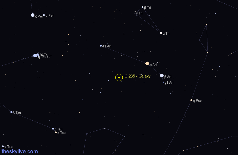 Finder chart IC 235 - Galaxy in Aries star