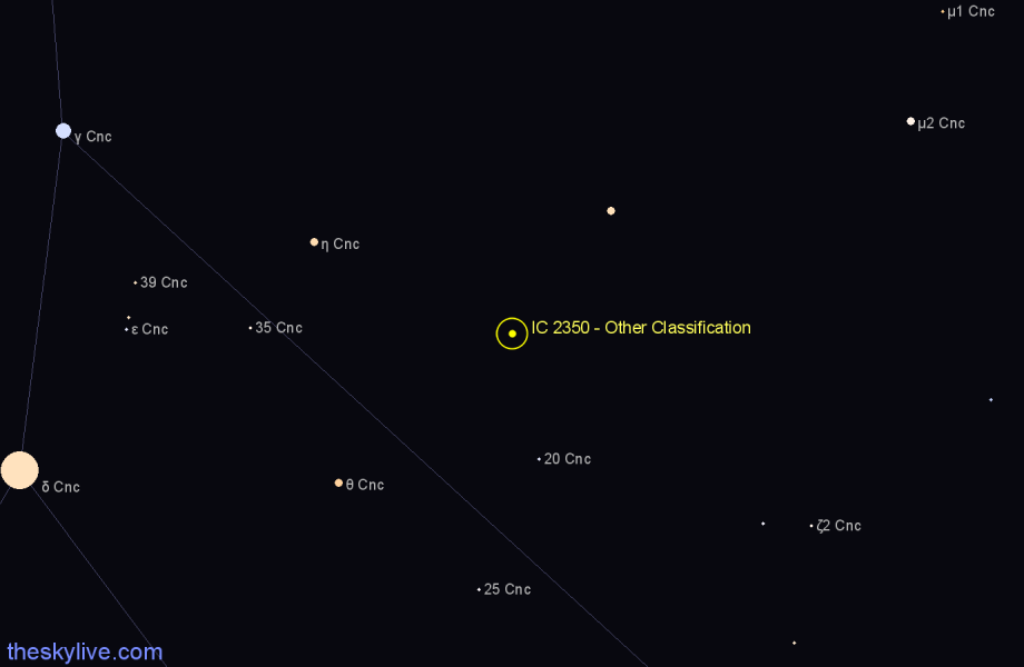 Finder chart IC 2350 - Other Classification in Cancer star