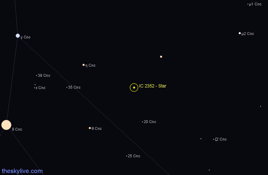 Finder chart IC 2352 - Star in Cancer star