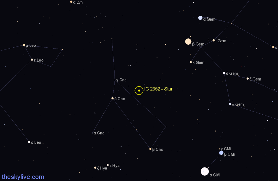 Finder chart IC 2352 - Star in Cancer star