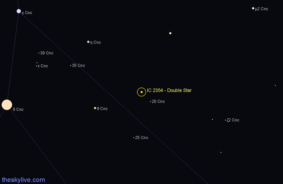 Finder chart IC 2354 - Double Star in Cancer star