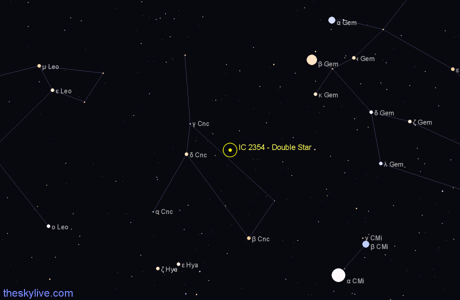 Finder chart IC 2354 - Double Star in Cancer star