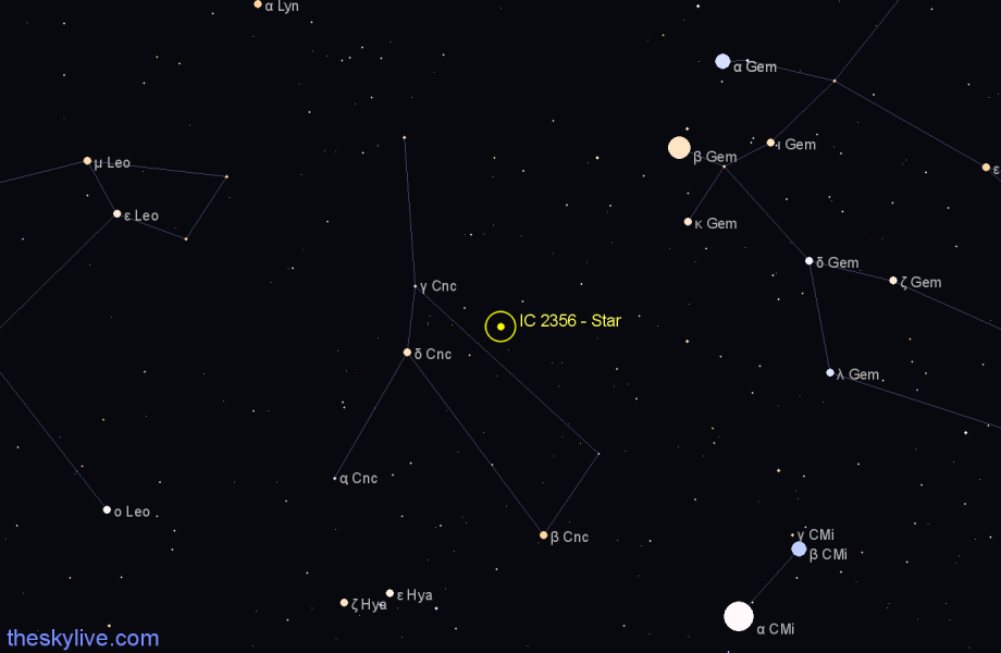 Finder chart IC 2356 - Star in Cancer star