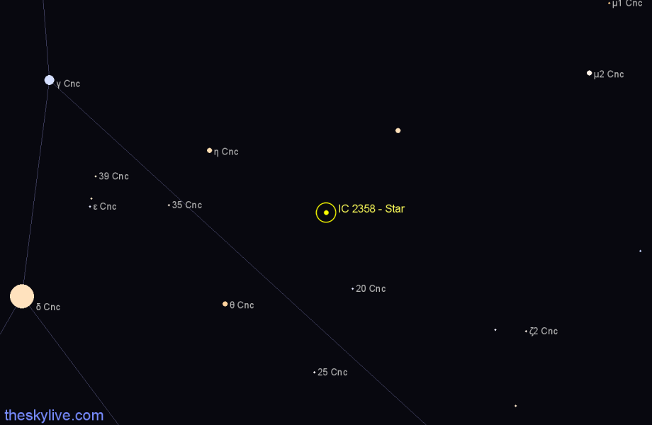 Finder chart IC 2358 - Star in Cancer star