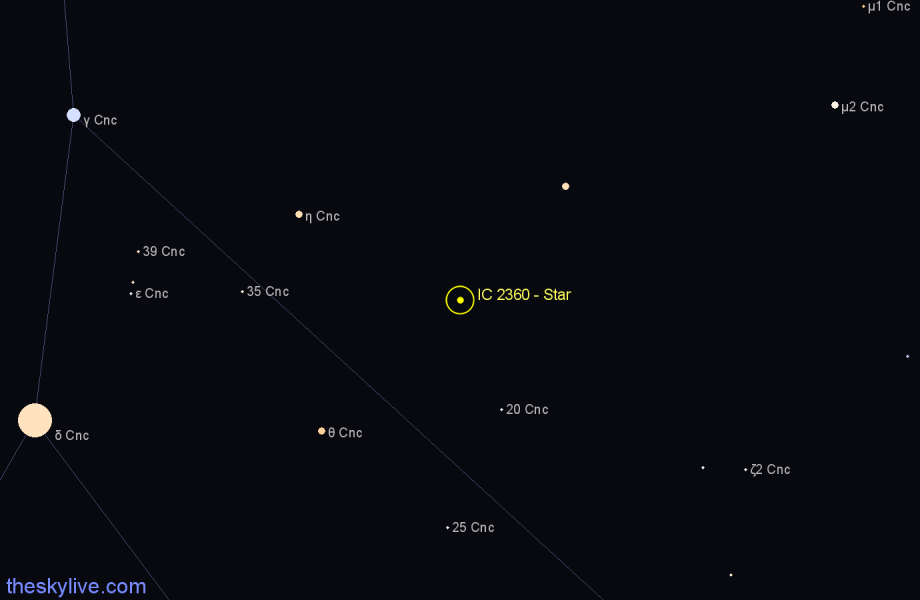 Finder chart IC 2360 - Star in Cancer star