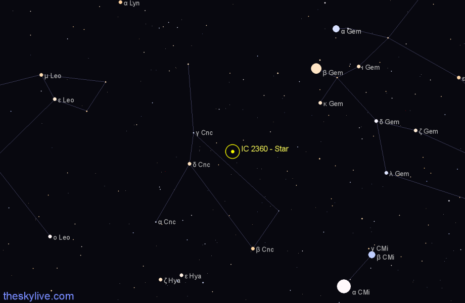 Finder chart IC 2360 - Star in Cancer star