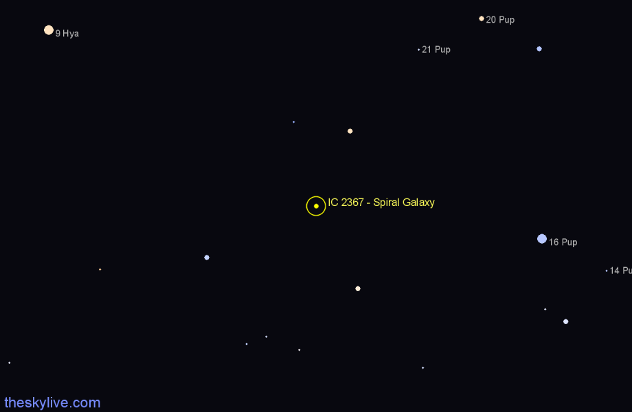 Finder chart IC 2367 - Spiral Galaxy in Puppis star