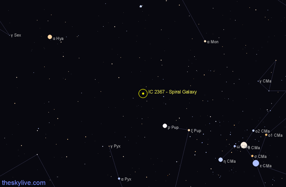 Finder chart IC 2367 - Spiral Galaxy in Puppis star