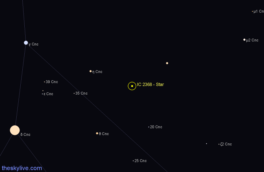 Finder chart IC 2368 - Star in Cancer star