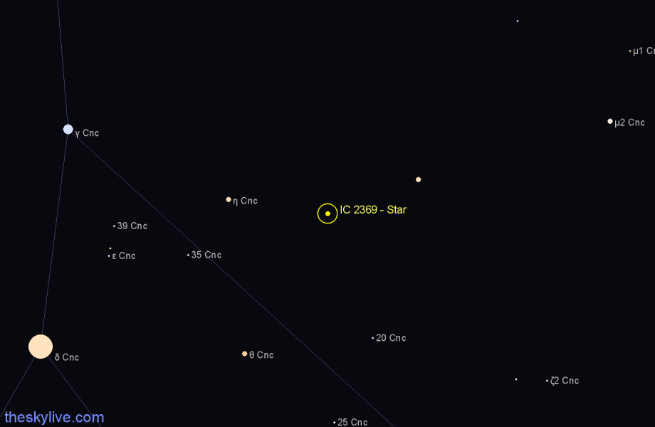 Finder chart IC 2369 - Star in Cancer star