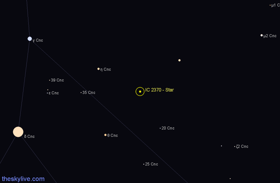 Finder chart IC 2370 - Star in Cancer star