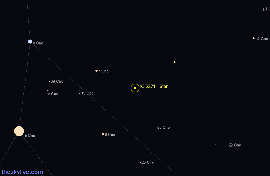 Finder chart IC 2371 - Star in Cancer star