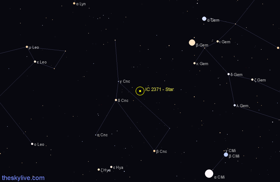 Finder chart IC 2371 - Star in Cancer star