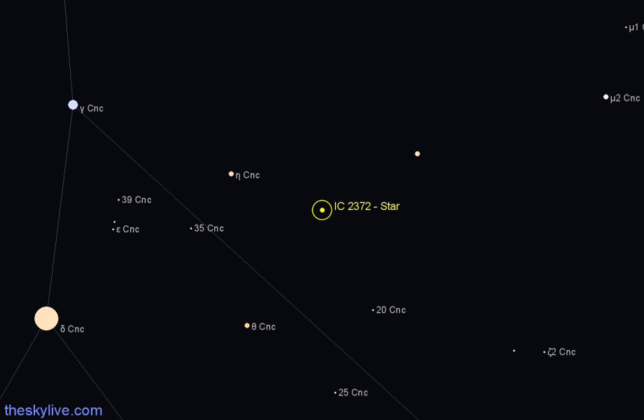 Finder chart IC 2372 - Star in Cancer star