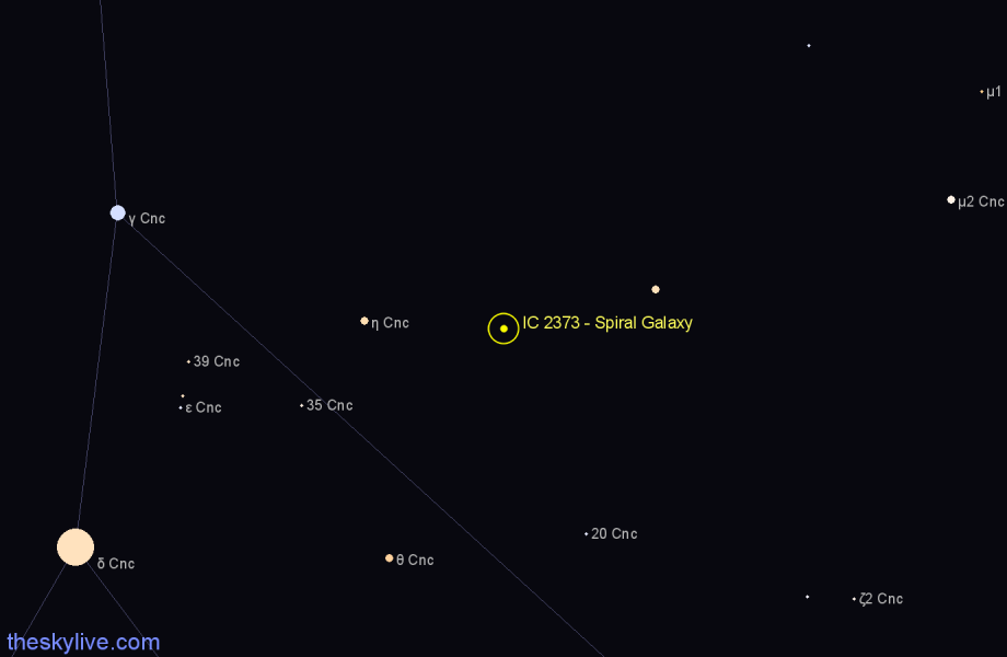 Finder chart IC 2373 - Spiral Galaxy in Cancer star