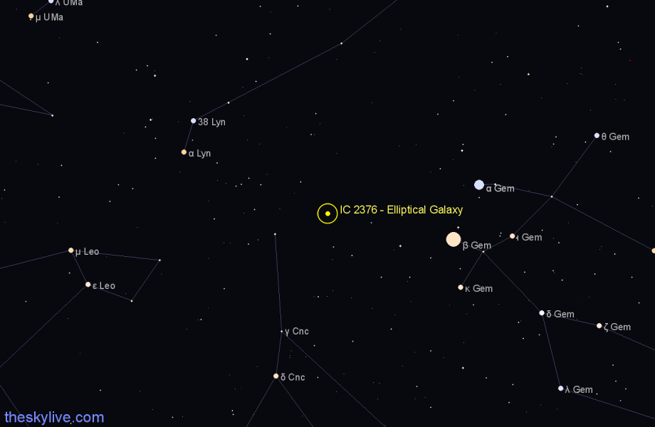 Finder chart IC 2376 - Elliptical Galaxy in Cancer star