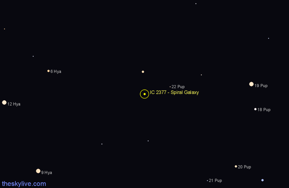 Finder chart IC 2377 - Spiral Galaxy in Puppis star