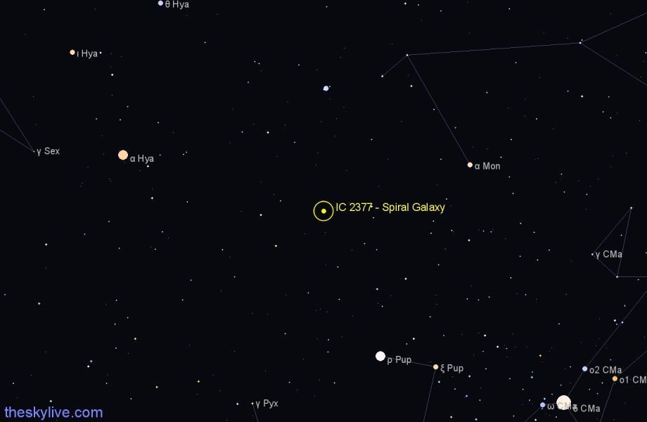 Finder chart IC 2377 - Spiral Galaxy in Puppis star