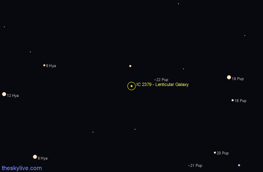 Finder chart IC 2379 - Lenticular Galaxy in Puppis star