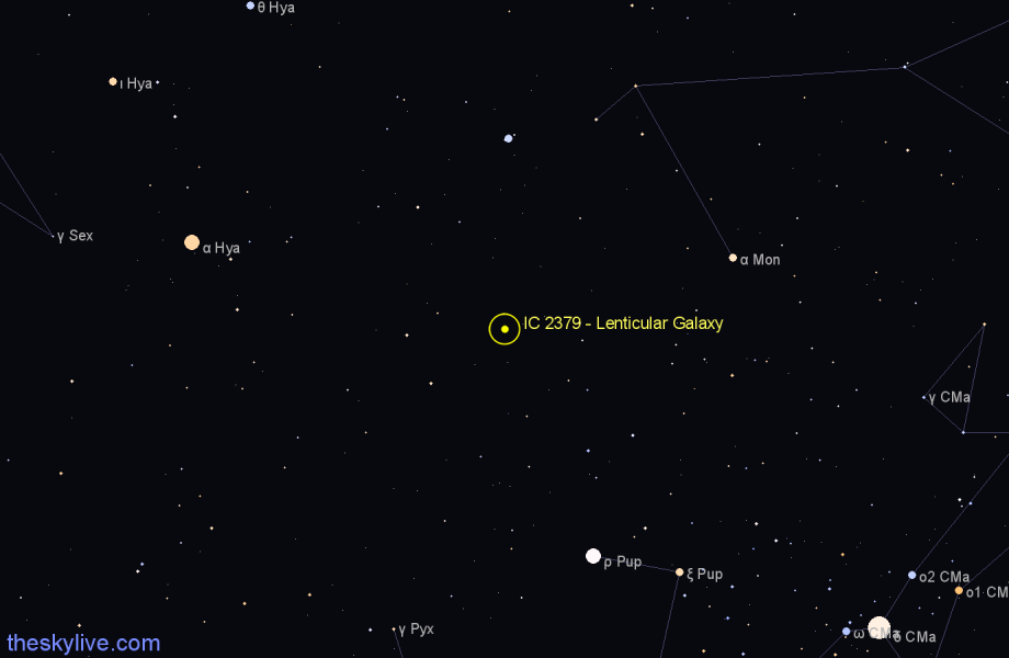 Finder chart IC 2379 - Lenticular Galaxy in Puppis star