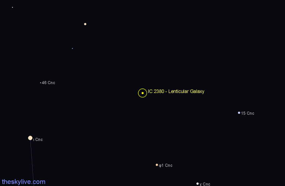 Finder chart IC 2380 - Lenticular Galaxy in Cancer star