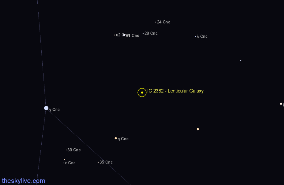 Finder chart IC 2382 - Lenticular Galaxy in Cancer star