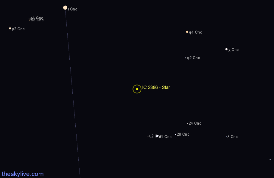 Finder chart IC 2386 - Star in Cancer star