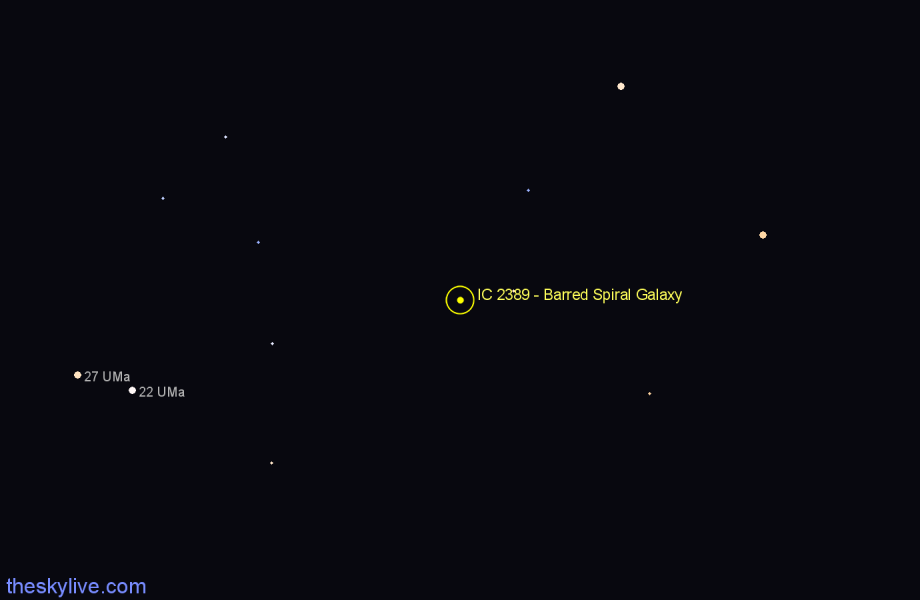 Finder chart IC 2389 - Barred Spiral Galaxy in Camelopardalis star