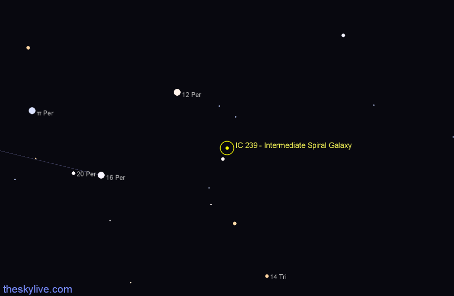 Finder chart IC 239 - Intermediate Spiral Galaxy in Andromeda star