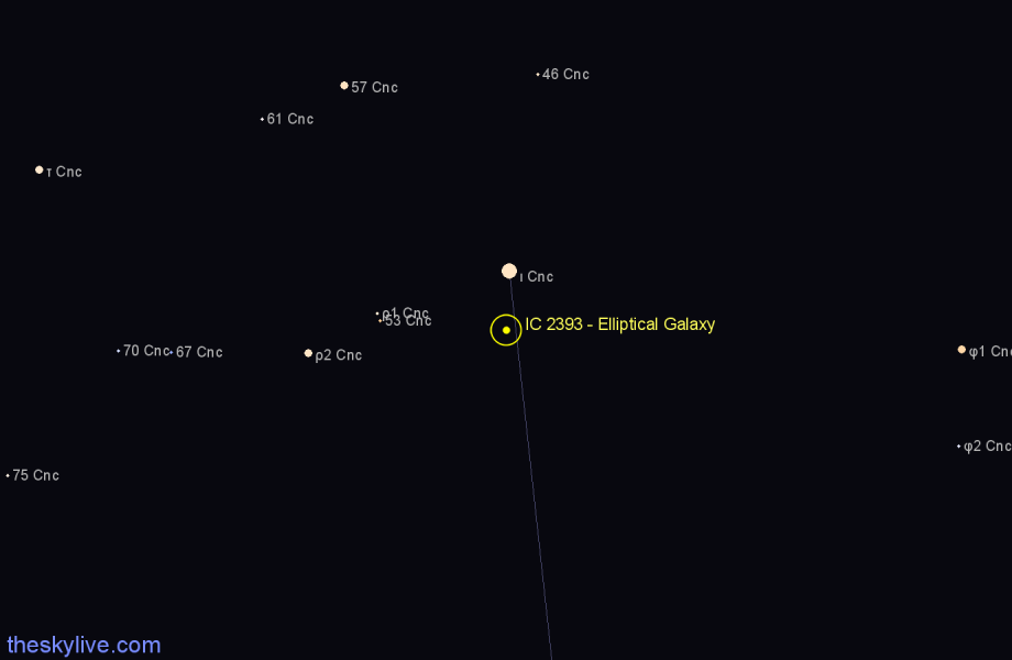 Finder chart IC 2393 - Elliptical Galaxy in Cancer star