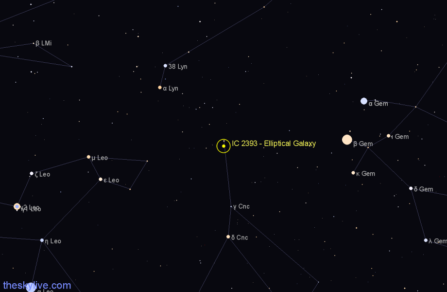Finder chart IC 2393 - Elliptical Galaxy in Cancer star