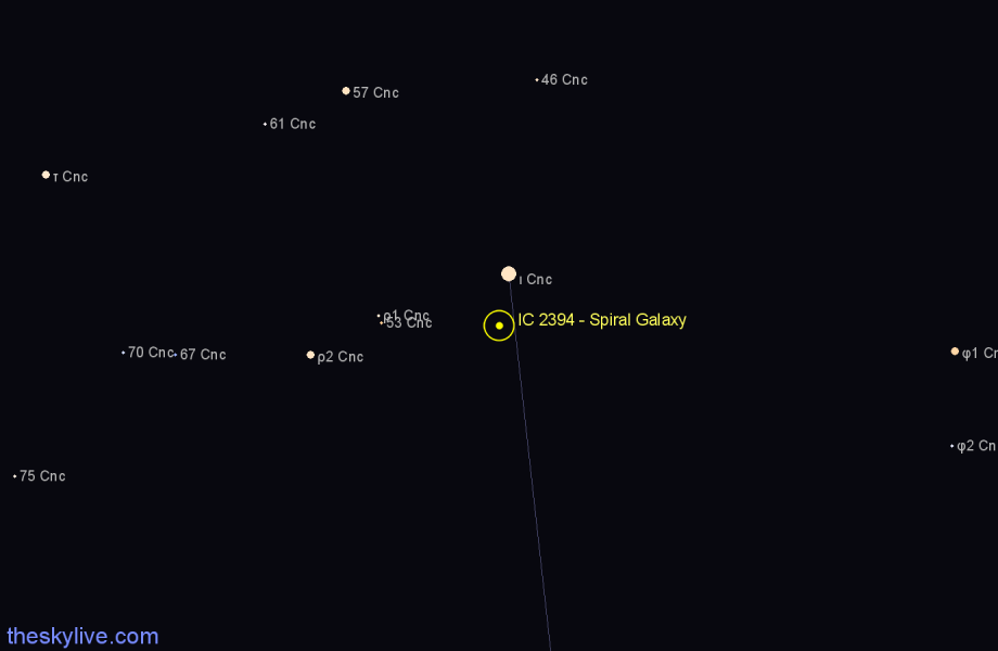 Finder chart IC 2394 - Spiral Galaxy in Cancer star