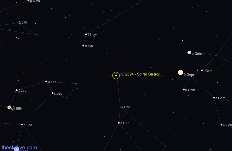 Finder chart IC 2394 - Spiral Galaxy in Cancer star