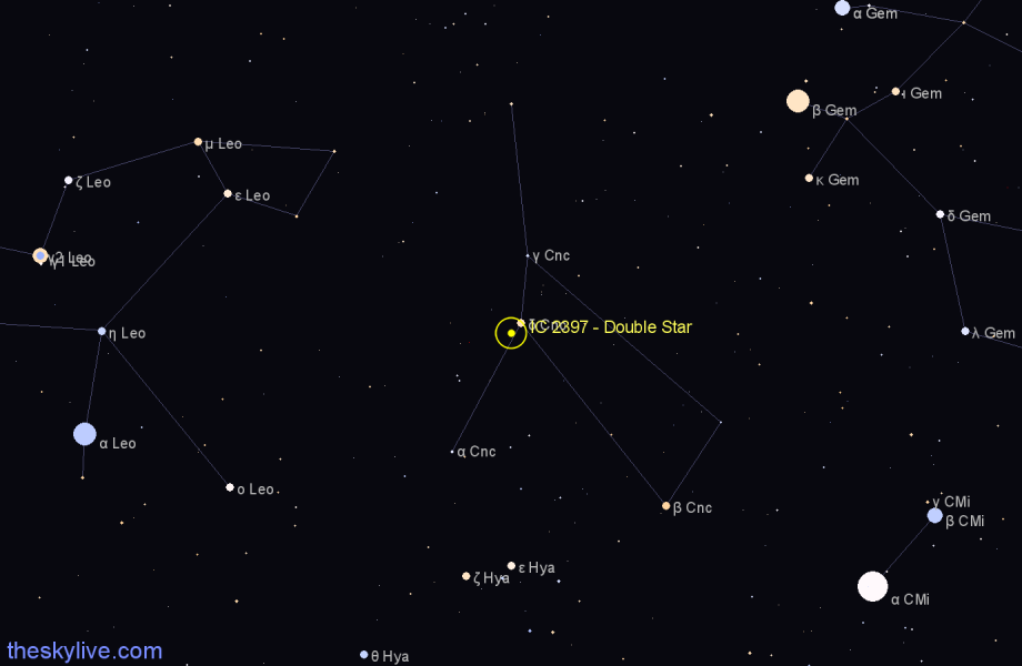 Finder chart IC 2397 - Double Star in Cancer star