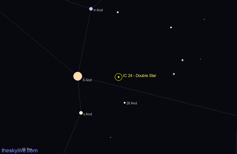 Finder chart IC 24 - Double Star in Andromeda star