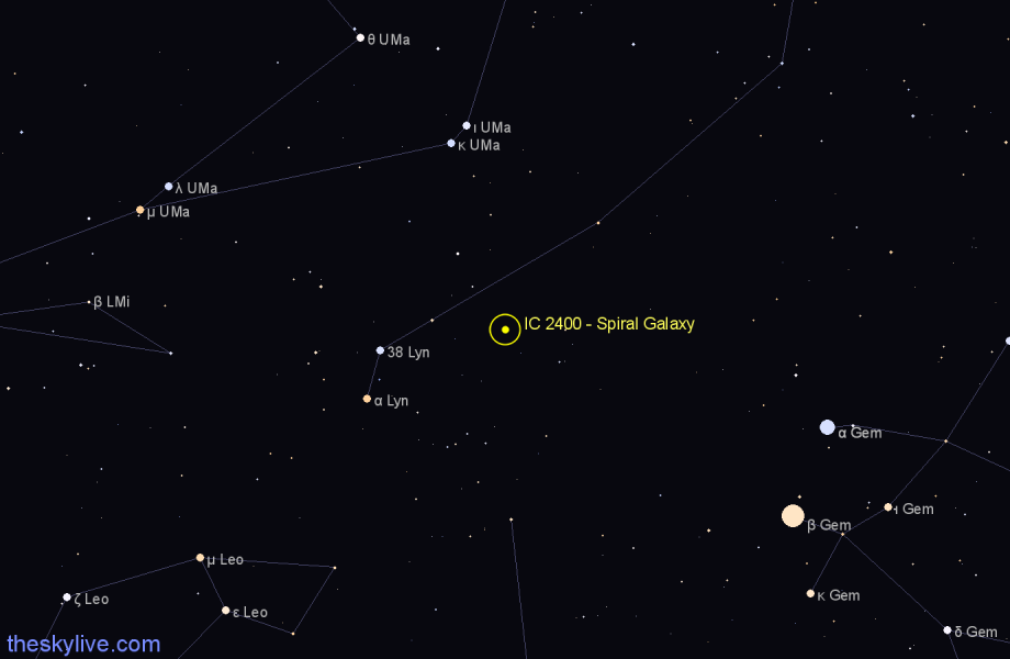 Finder chart IC 2400 - Spiral Galaxy in Lynx star